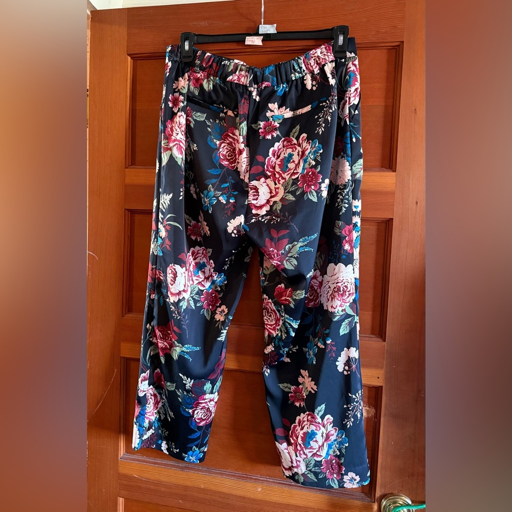 LOFT Navy Blue Floral Women's Trousers